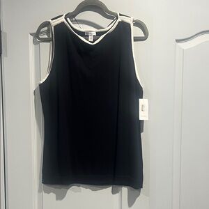 Charter Club Black Tank Top with White Accents